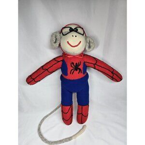 Sock Monkey Spiderman stuffed animal plush- Handmade 18 Inches